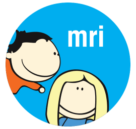 a cartoon of a little boy and girl with the letters MRI above them